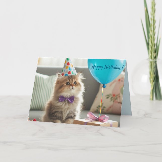 Carte Joyeux Chat Kitty Anniversaire (Devant)