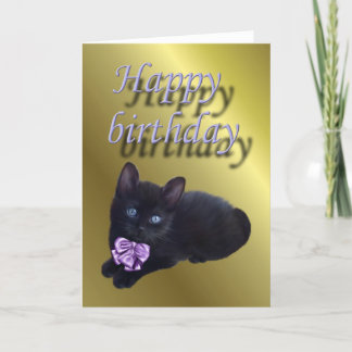 Carte Joyeux chaton noir d'anniversaire