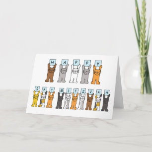 Carte Joyeux chats caricaturaux Bat mitzvah