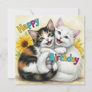 Carte Joyeux Chats d'Accouchement d'Anniversaire