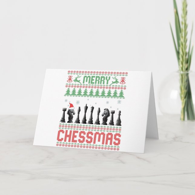 Carte Joyeux Chessmas Drôle de Noël pour les échecs Swea (Devant)