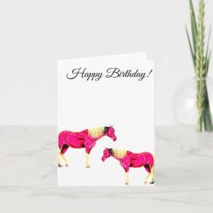 Carte joyeux cheval rose