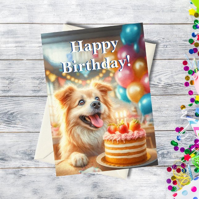 Carte Joyeux chien d'anniversaire avec des oeuvres d'art (Créateur téléchargé)