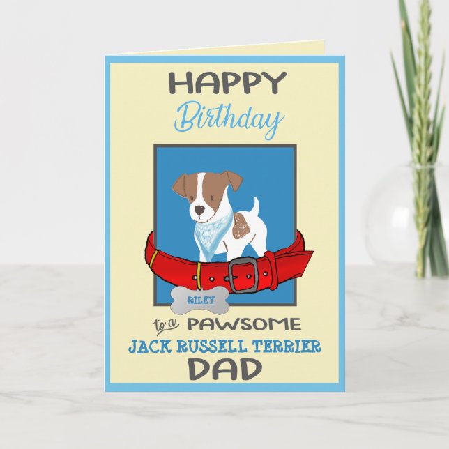 Carte Joyeux chien d'anniversaire Daddy Jack Russell Ter (Devant)