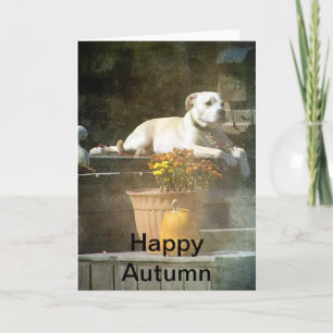 Carte Joyeux chien d'automne sur Porch