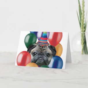 Carte Joyeux chien de Carlin d'anniversaire