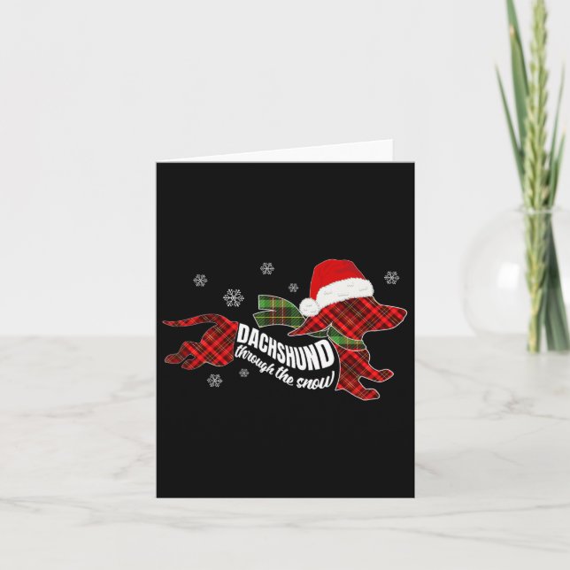 Carte Joyeux Chien De Noël À Travers La Pla De Neige (Devant)