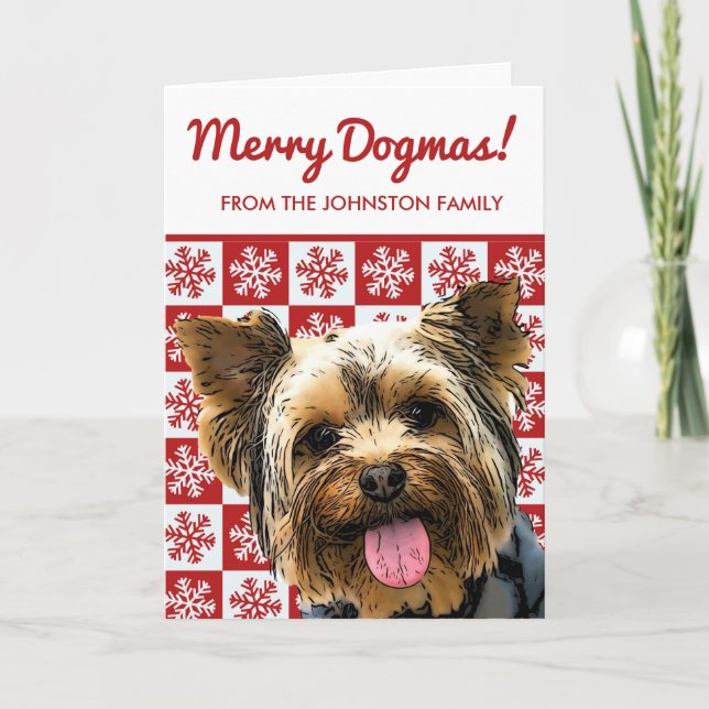 Carte Joyeux Chien de Noël Yorkie Terrier Cute Custom (Devant)