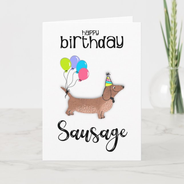 Carte joyeux chien de saucisse d'anniversaire dachshund (Devant)