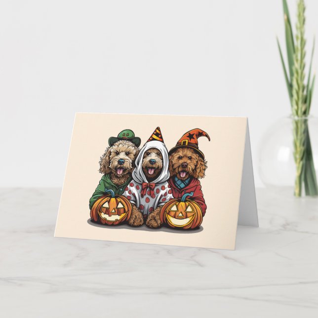 Carte Joyeux chien d'Halloween Goldendoodle (Devant)