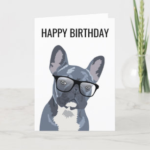 Carte Joyeux chien mignon d'anniversaire   Bleu/Gris Chi