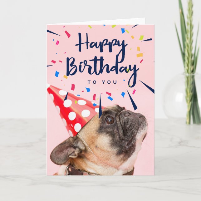 Carte Joyeux chien mignon de partie de l'anniversaire | (Devant)