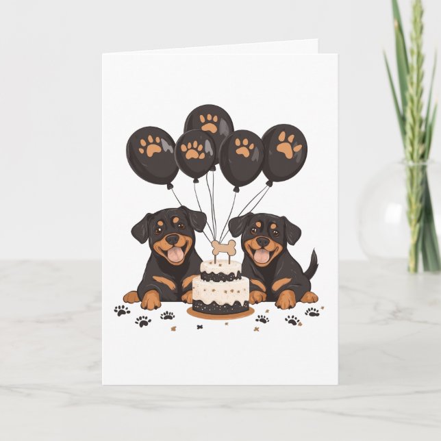 Carte Joyeux chien Rottweiler d'anniversaire (Devant)