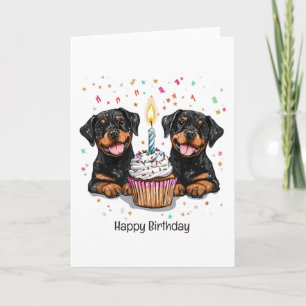 Carte Joyeux chien Rottweiler d'anniversaire