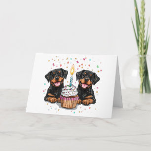 Carte Joyeux chien Rottweiler d'anniversaire