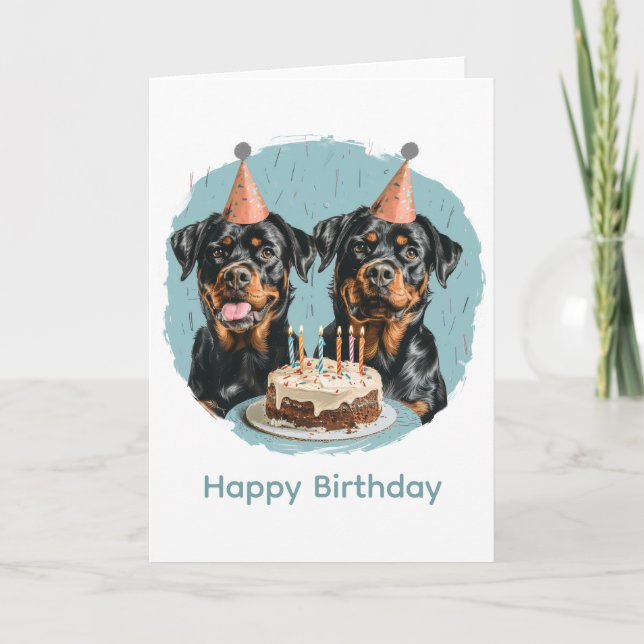 Carte Joyeux chien Rottweiler d'anniversaire (Devant)