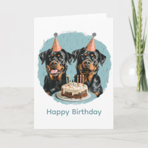 Carte Joyeux chien Rottweiler d'anniversaire
