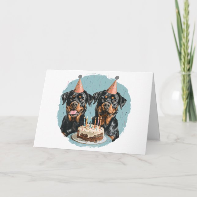Carte Joyeux chien Rottweiler d'anniversaire (Devant)