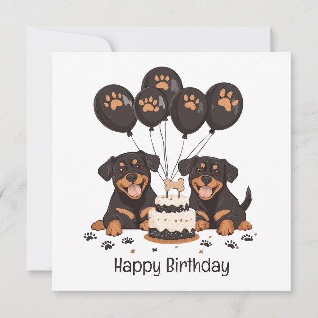 Carte Joyeux chien Rottweiler d'anniversaire (Devant)