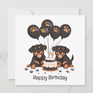 Carte Joyeux chien Rottweiler d'anniversaire