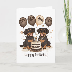 Carte Joyeux chien Rottweiler d'anniversaire