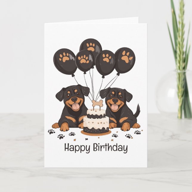 Carte Joyeux chien Rottweiler d'anniversaire (Devant)
