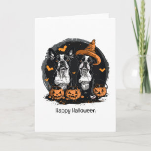 Carte Joyeux Chiens de Boston Terrier Halloween