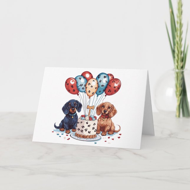 Carte Joyeux Chiens de Dachshund Anniversaire (Devant)