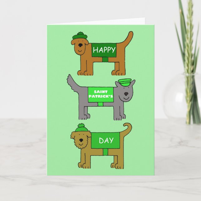 Carte Joyeux Chiens de dessin de la Saint-Patricks Day (Devant)