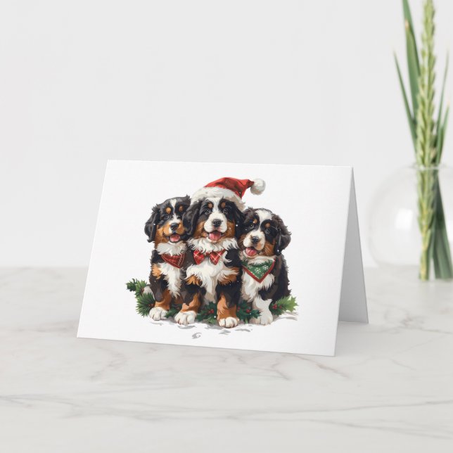 Carte Joyeux Chiens de montagne bernois de Noël (Devant)