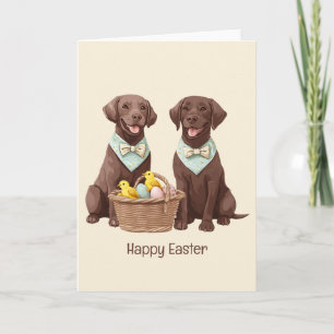 Carte Joyeux Chiens de récupération de chocolat de Pâque