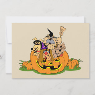 Carte Joyeux Chiens D'Halloween En Citrouille