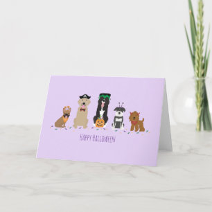 Carte Joyeux Chiens d'Halloween violet