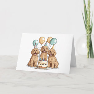 Carte Joyeux Chiens Goldendoodle Anniversaire