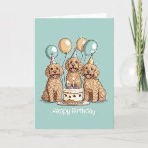 Carte Joyeux Chiens Goldendoodle Anniversaire