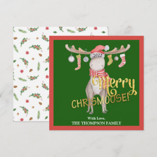 Carte Joyeux ChrisMoose Aquarelle Noël