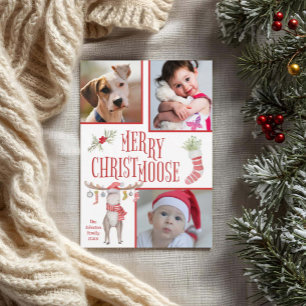 Carte Joyeux "Christmoose" Noël avec photo personnalisée