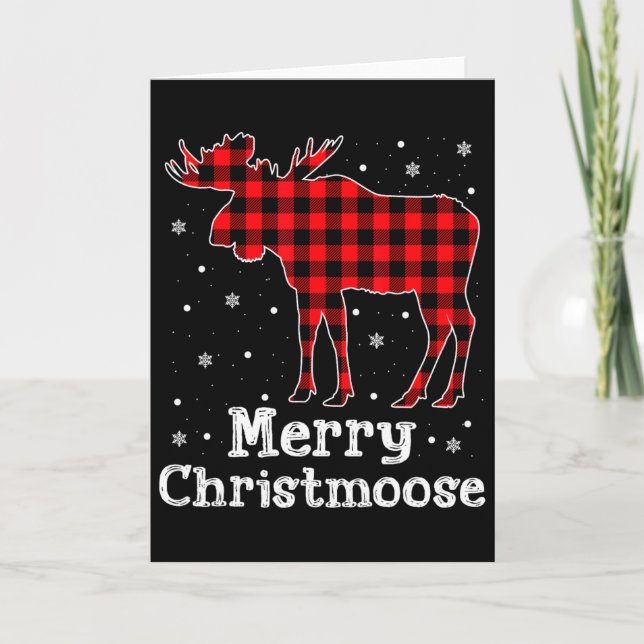 Carte Joyeux Christmoose Plaid Buffalo Noël Orignal  (Devant)