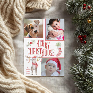 Carte Joyeux "Christmoose" Trois Photo Noël