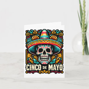 Carte Joyeux Cinco De Mayo Skeleton Skull Sombrero Mexic