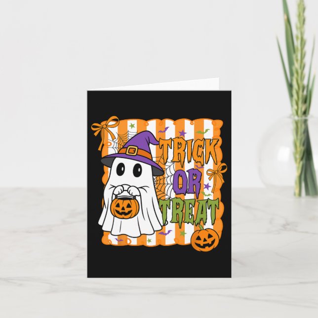 Carte Joyeux Citrouille Halloween Ghost Boy G (Devant)