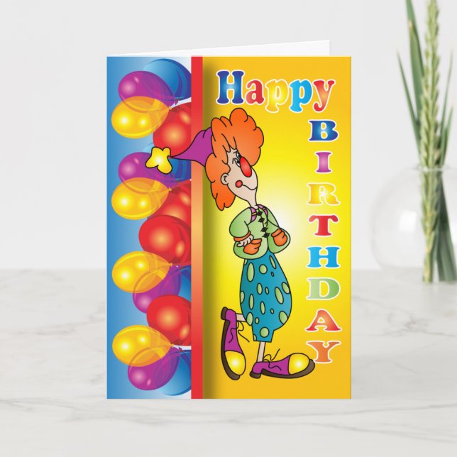Carte Joyeux Clown d'anniversaire (Devant)