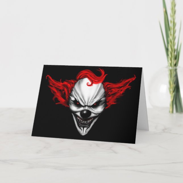 Carte Joyeux Clown du mal Cheveux rouges (Devant)