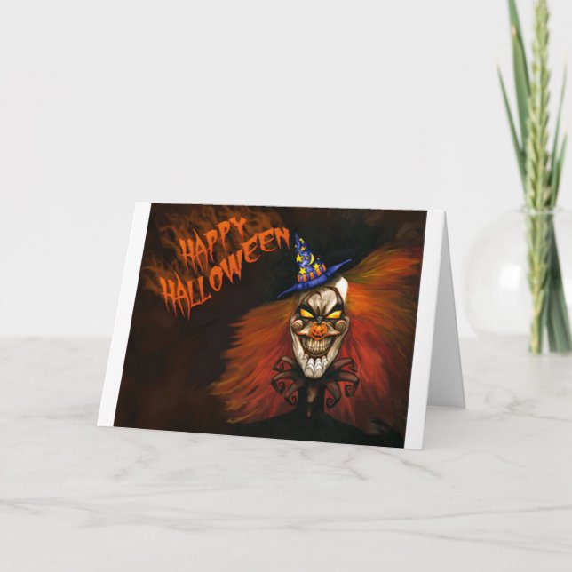Carte Joyeux Clown effrayant d'Halloween (Devant)