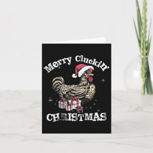 Carte Joyeux Cluckin Noël Drôle Poulet Père Noël