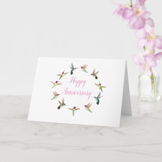 Carte Joyeux colibri d'anniversaire (Orchidée)