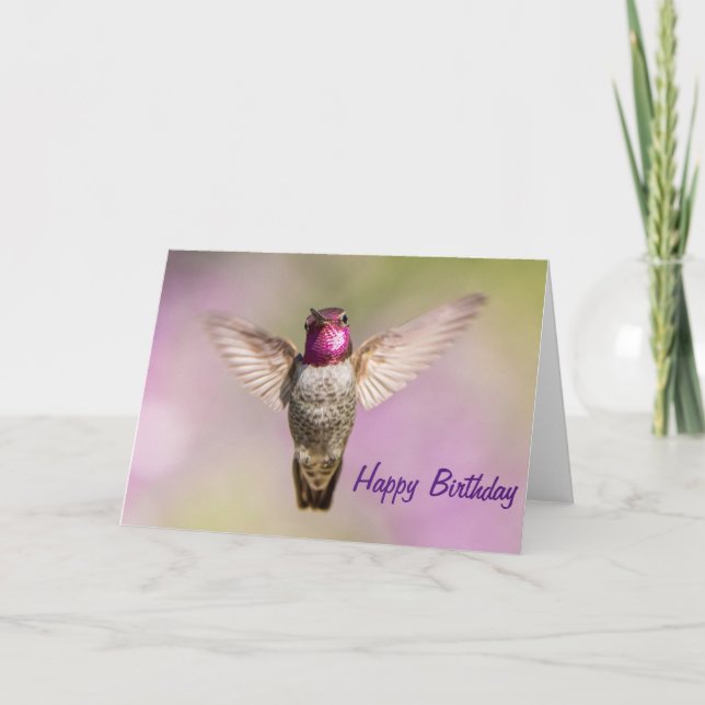 Carte Joyeux colibri rose d'anniversaire (Devant)