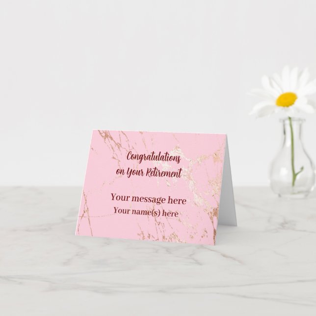 Carte Joyeux Congrès de retraite Blush Pink votre messag (Petite plante)