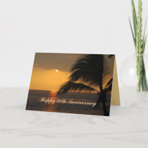 Carte Joyeux coucher de soleil tropical du 20e anniversa
