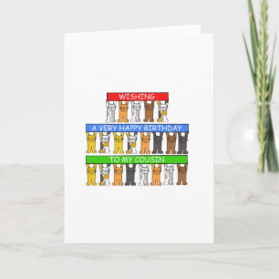 Carte Joyeux Cousin Cartoon Cats d'anniversaire